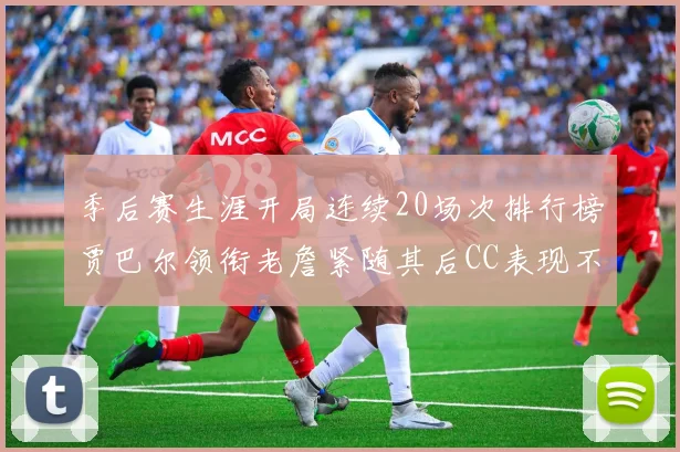 季后赛生涯开局连续20场次排行榜贾巴尔领衔老詹紧随其后CC表现不俗